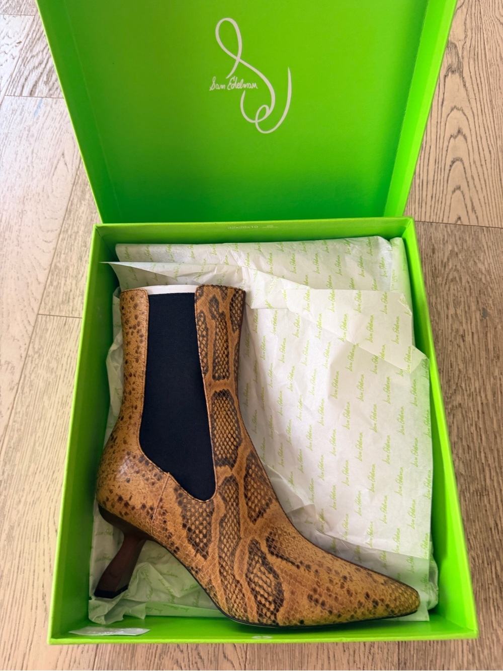 Sam Edelman Sammie Two-Tone Leather Snakeskin Booties – Size 8 - NEW IN BOX - Picture 6 of 8